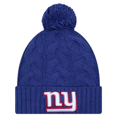 New York Giants New Era Girls Youth Cabled Cuffed Knit Hat with Pom Royal