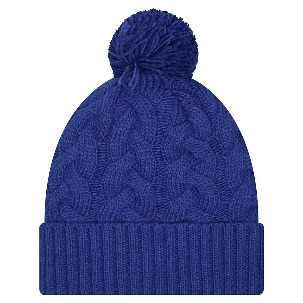 New York Giants New Era Girls Youth Cabled Cuffed Knit Hat with Pom Royal