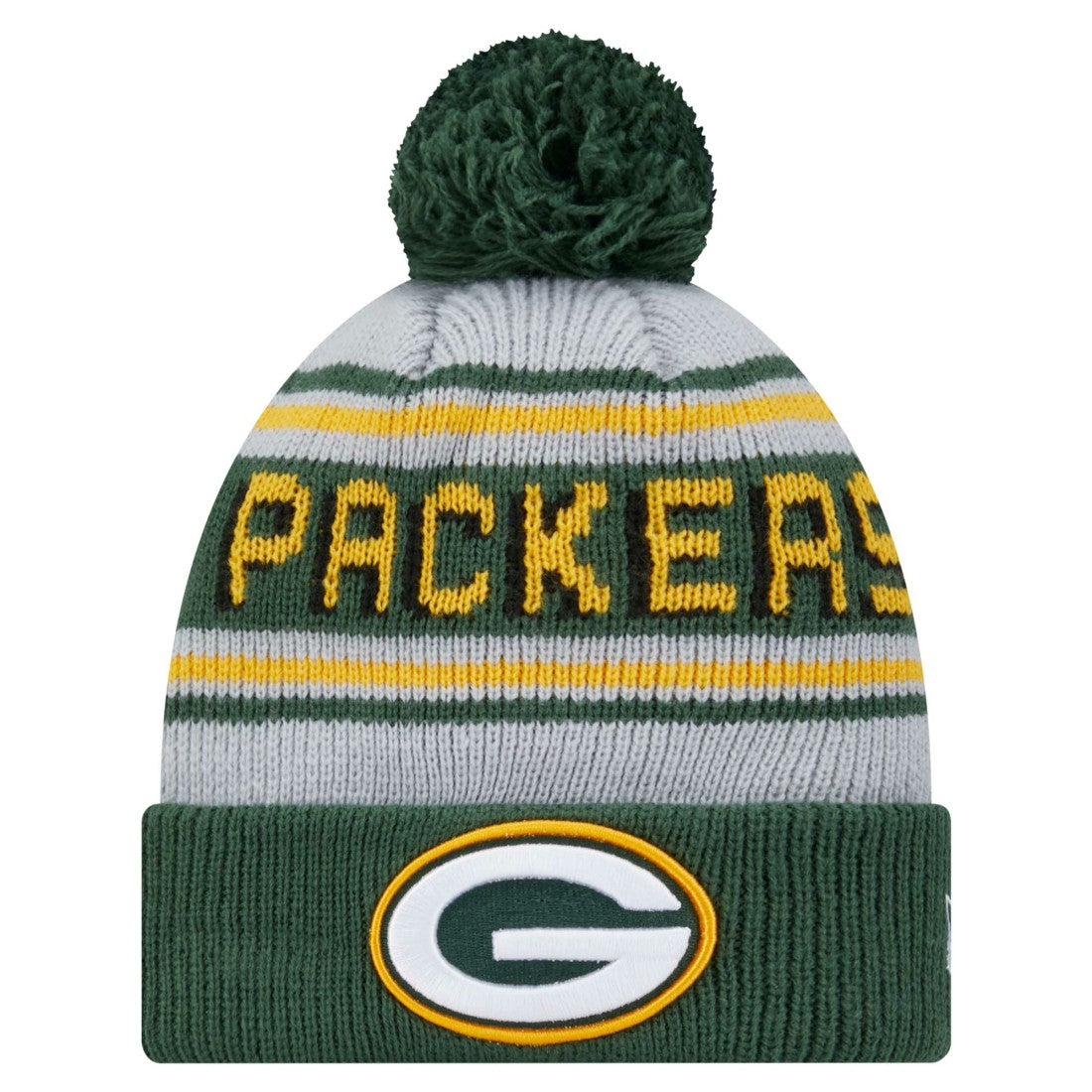 Green Bay Packers New Era Youth Main Cuffed Knit Hat with Pom Green