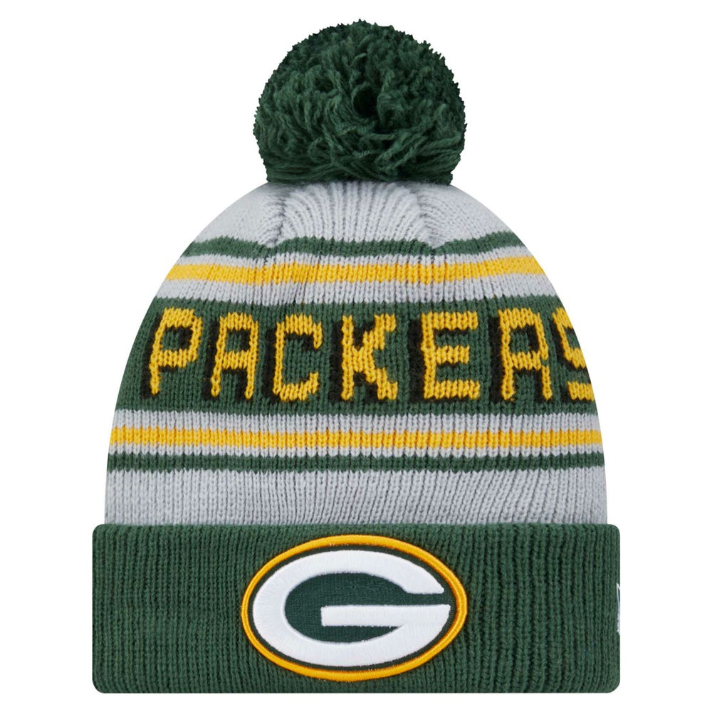 Green Bay Packers New Era Youth Main Cuffed Knit Hat with Pom Green