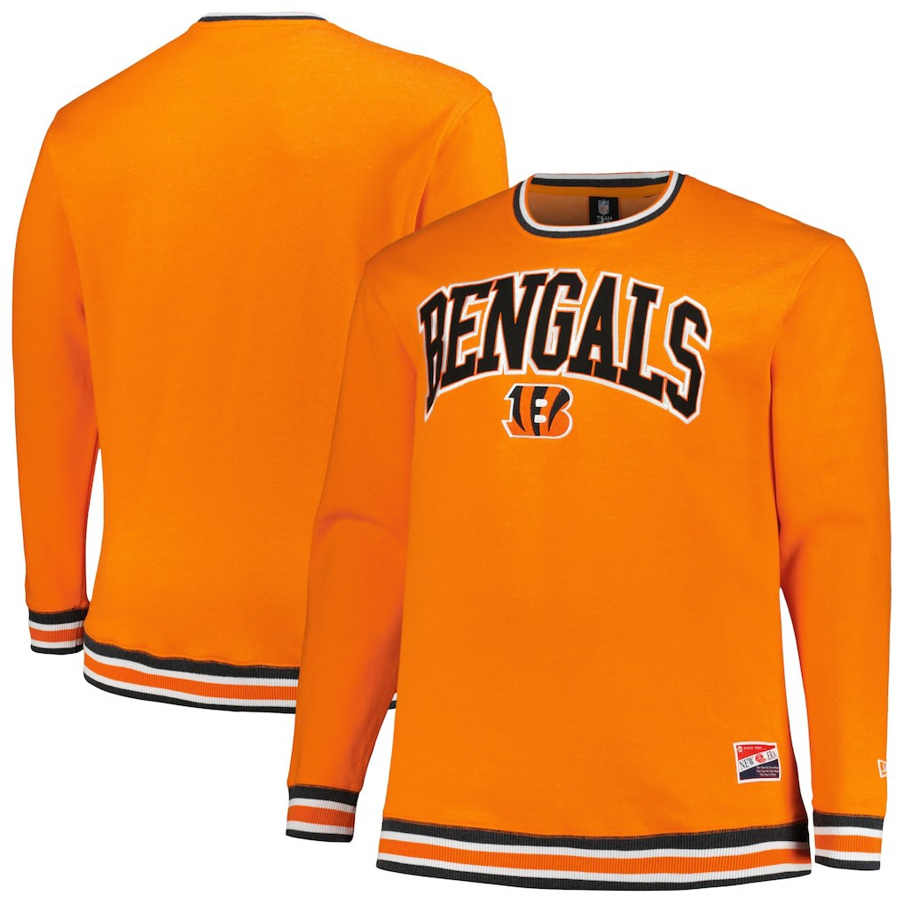 Cincinnati Bengals New Era Big & Tall Pullover Sweatshirt Orange