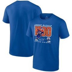 NHL Connor McDavid Edmonton Oilers 1,000 Career Points T-Shirt - Royal