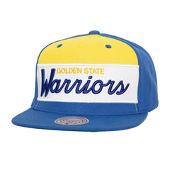 Golden State Warriors Retro Sport Color Block Script Snapback Hat White/Royal
