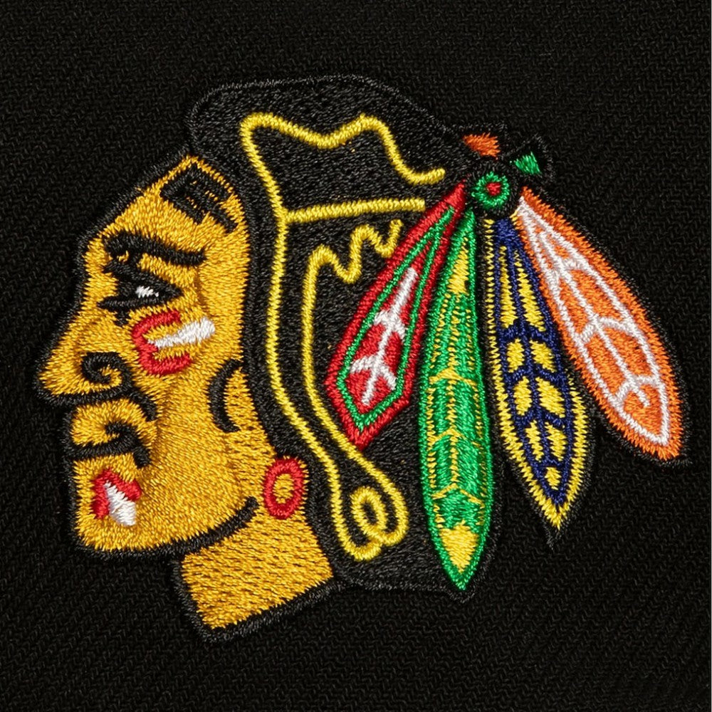 NHL Chicago Blackhawks Mitchell & Ness Retro Script Colorblock Snapback Hat - Black