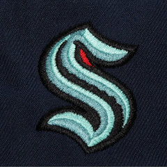 NHL Seattle Kraken Mitchell & Ness Retro Script Colorblock Snapback Hat - Deep Sea Blue