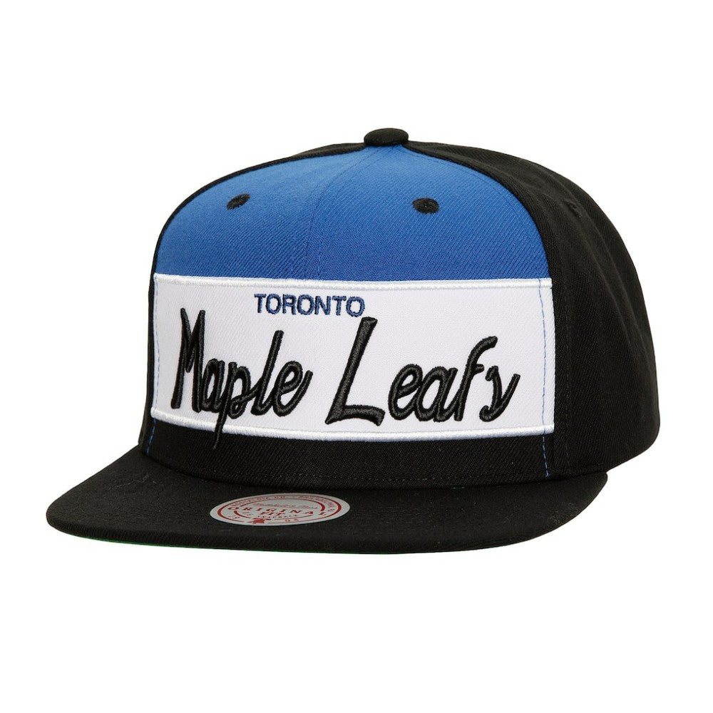 NHL Toronto Maple Leafs Mitchell & Ness Retro Script Colorblock Snapback Hat - Black