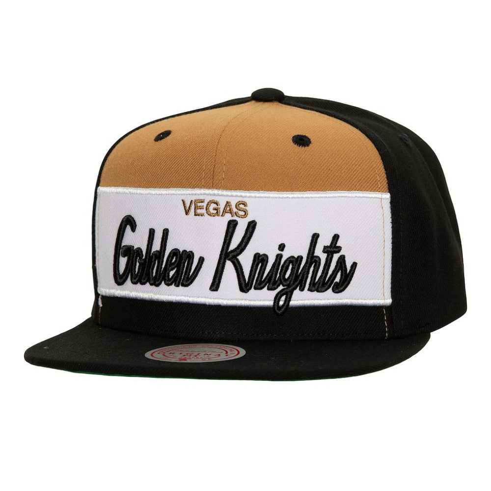 NHL Vegas Golden Knights Mitchell & Ness Retro Script Colorblock Snapback Hat - Black