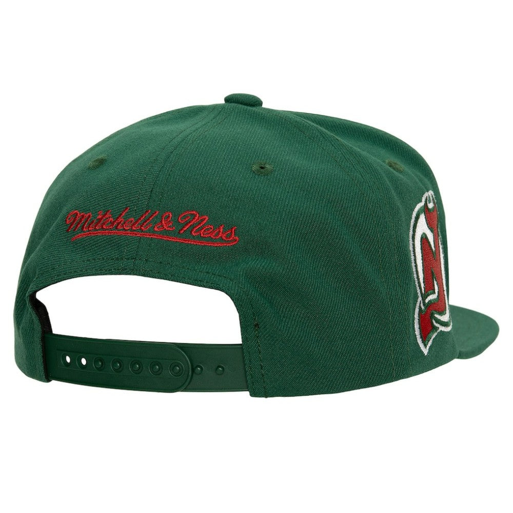 NHL New Jersey Devils Mitchell & Ness Retro Script Colorblock Snapback Hat - Green