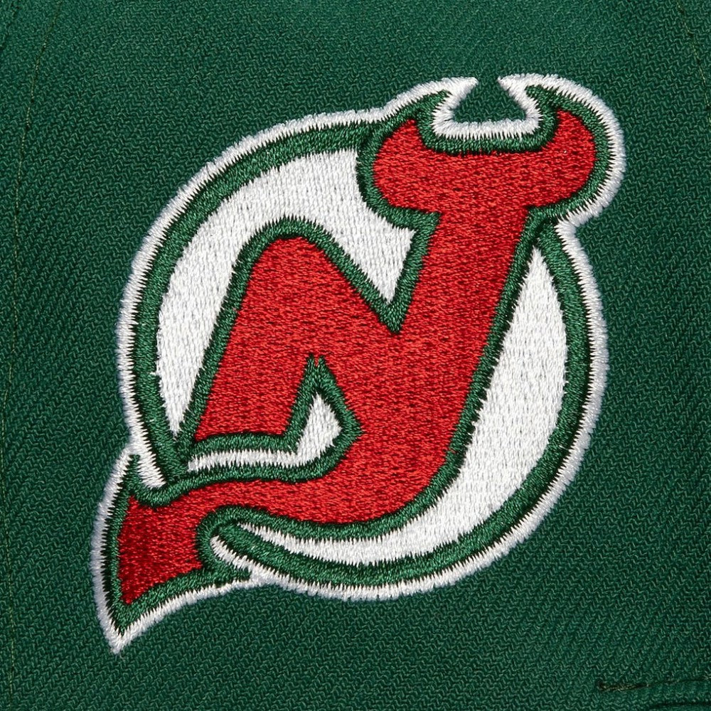 NHL New Jersey Devils Mitchell & Ness Retro Script Colorblock Snapback Hat - Green
