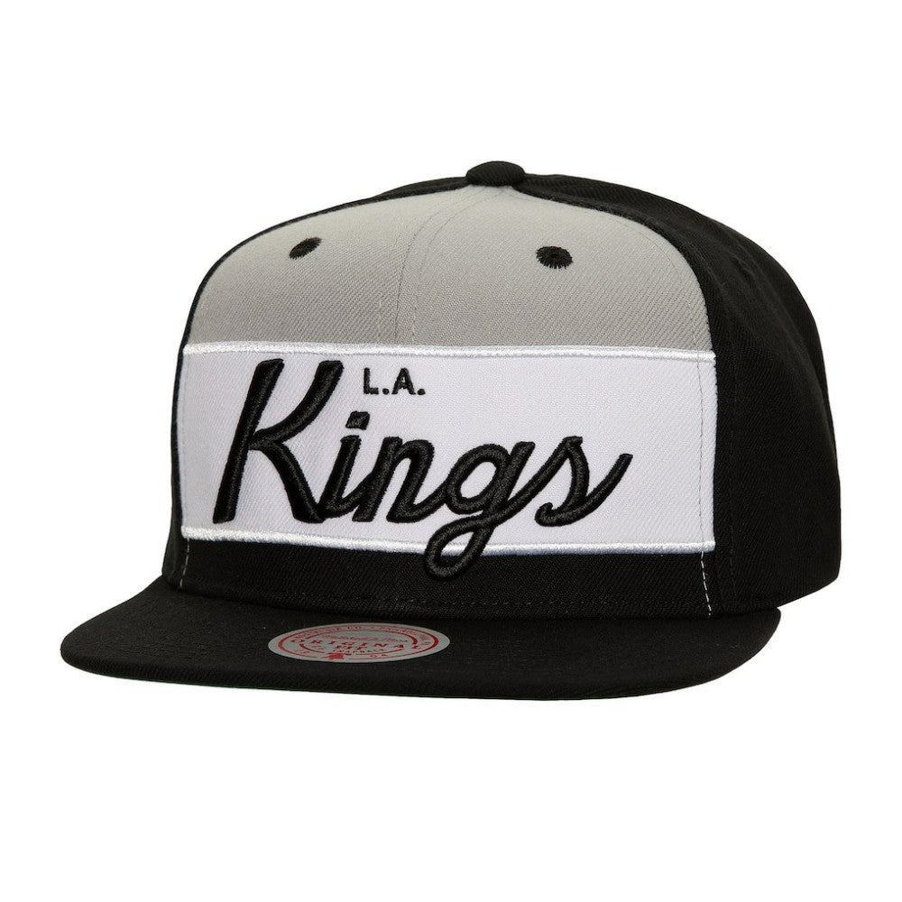 NHL Los Angeles Kings Mitchell & Ness Retro Script Colorblock Snapback Hat - Black