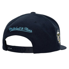 NHL Pittsburgh Penguins Mitchell & Ness Retro Script Colorblock Snapback Hat - Navy