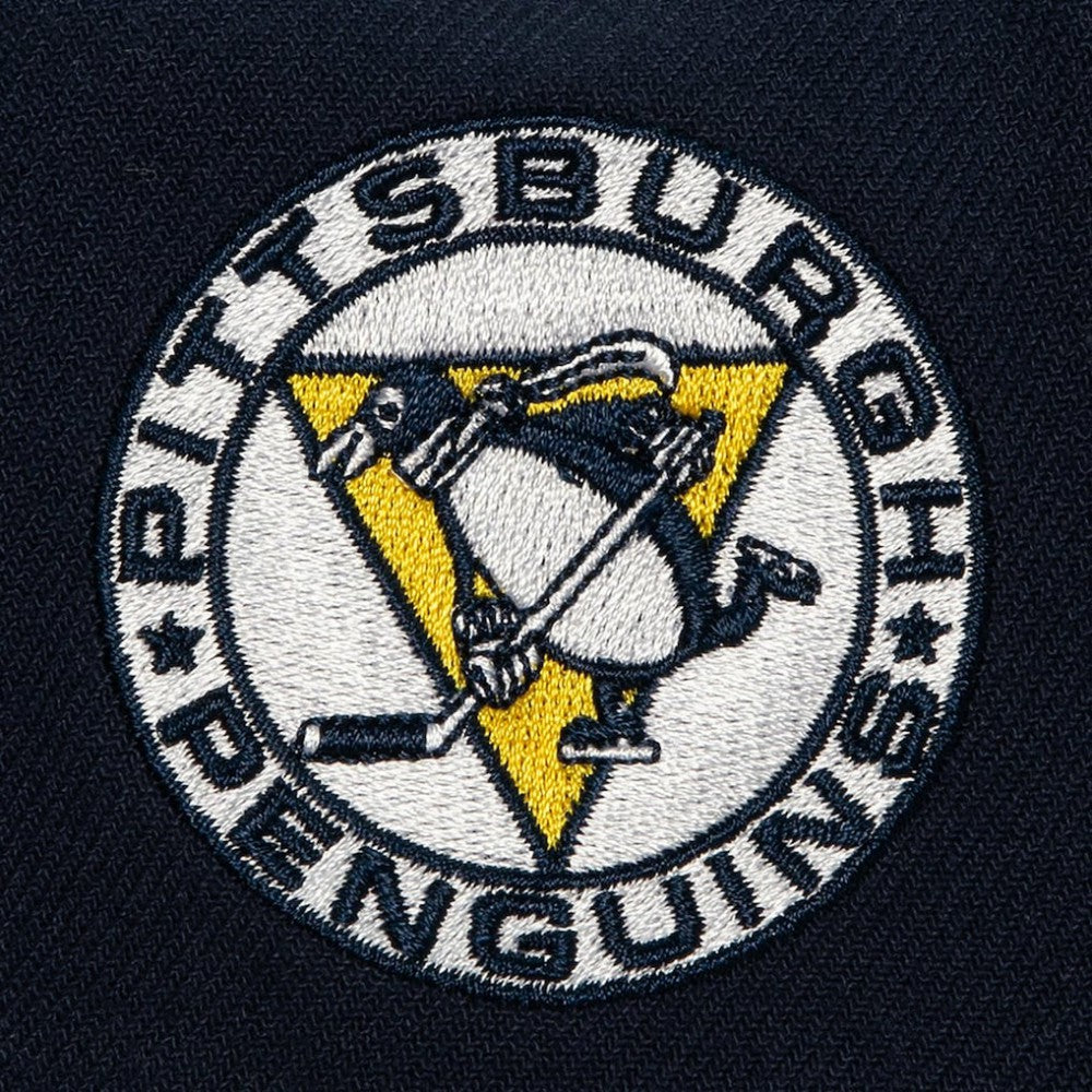 NHL Pittsburgh Penguins Mitchell & Ness Retro Script Colorblock Snapback Hat - Navy
