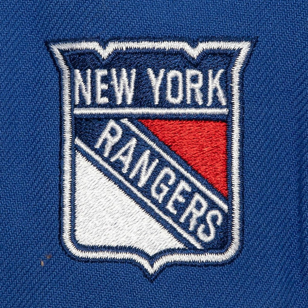 NHL New York Rangers Mitchell & Ness Retro Script Colorblock Snapback Hat - Blue