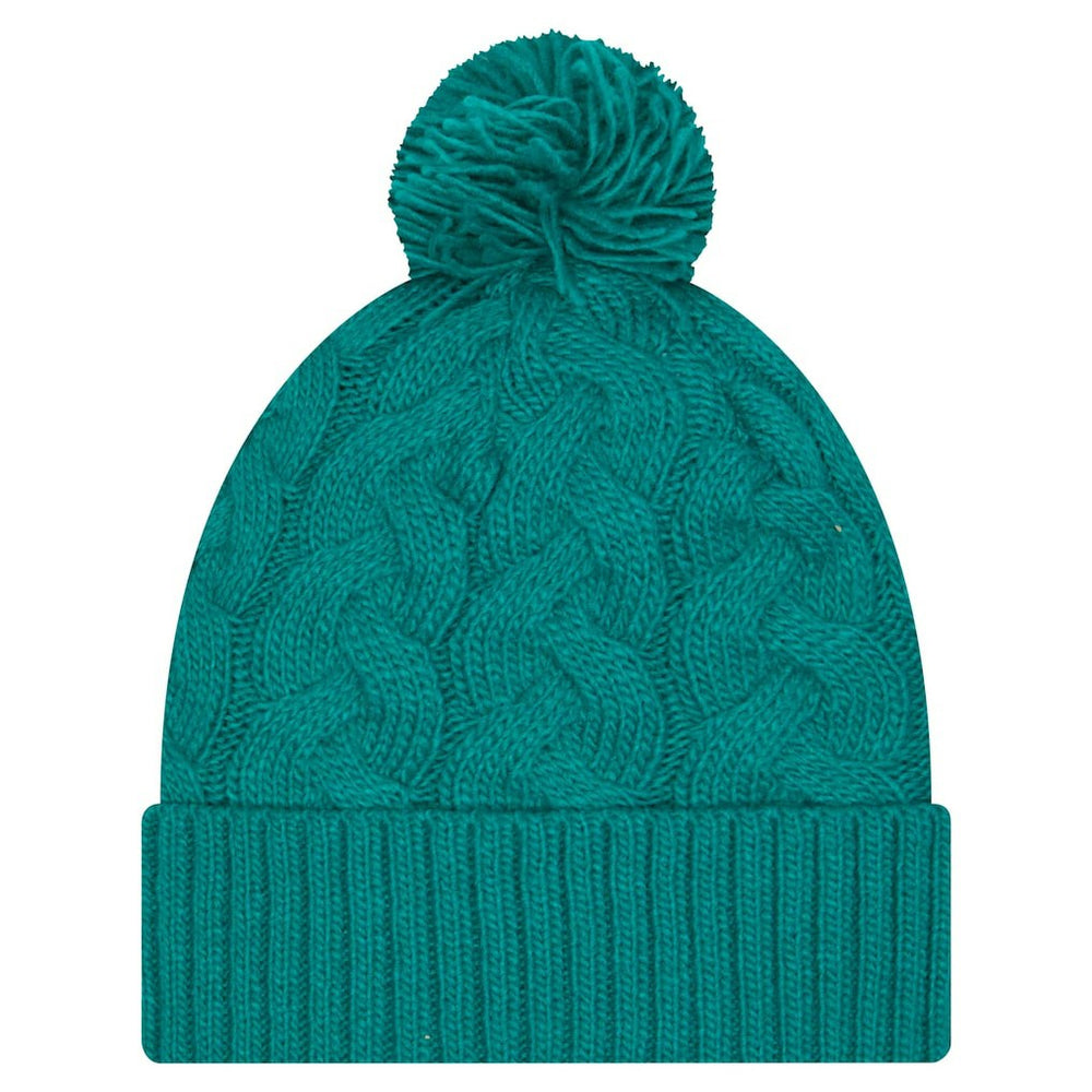 Miami Dolphins New Era Women's Cable Cuffed Knit Hat with Pom Aqua
