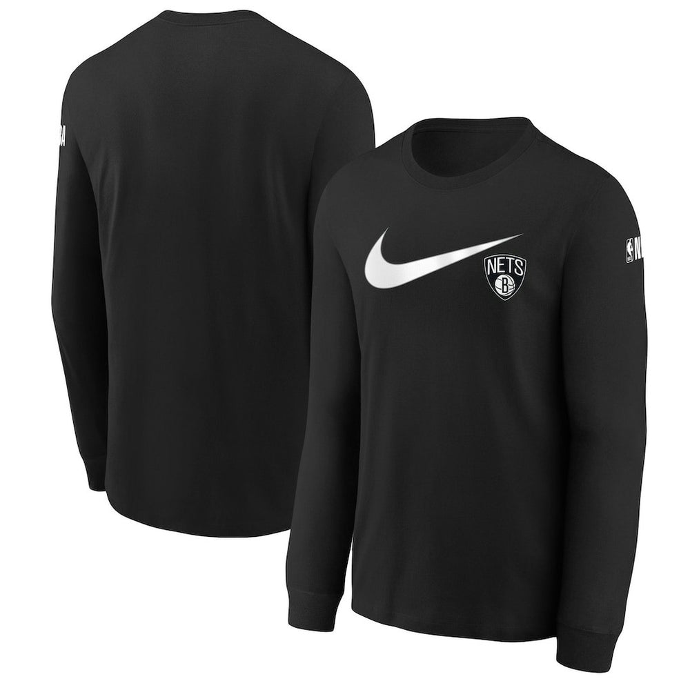 Brooklyn Nets Youth Swoosh Long Sleeve T-Shirt Black