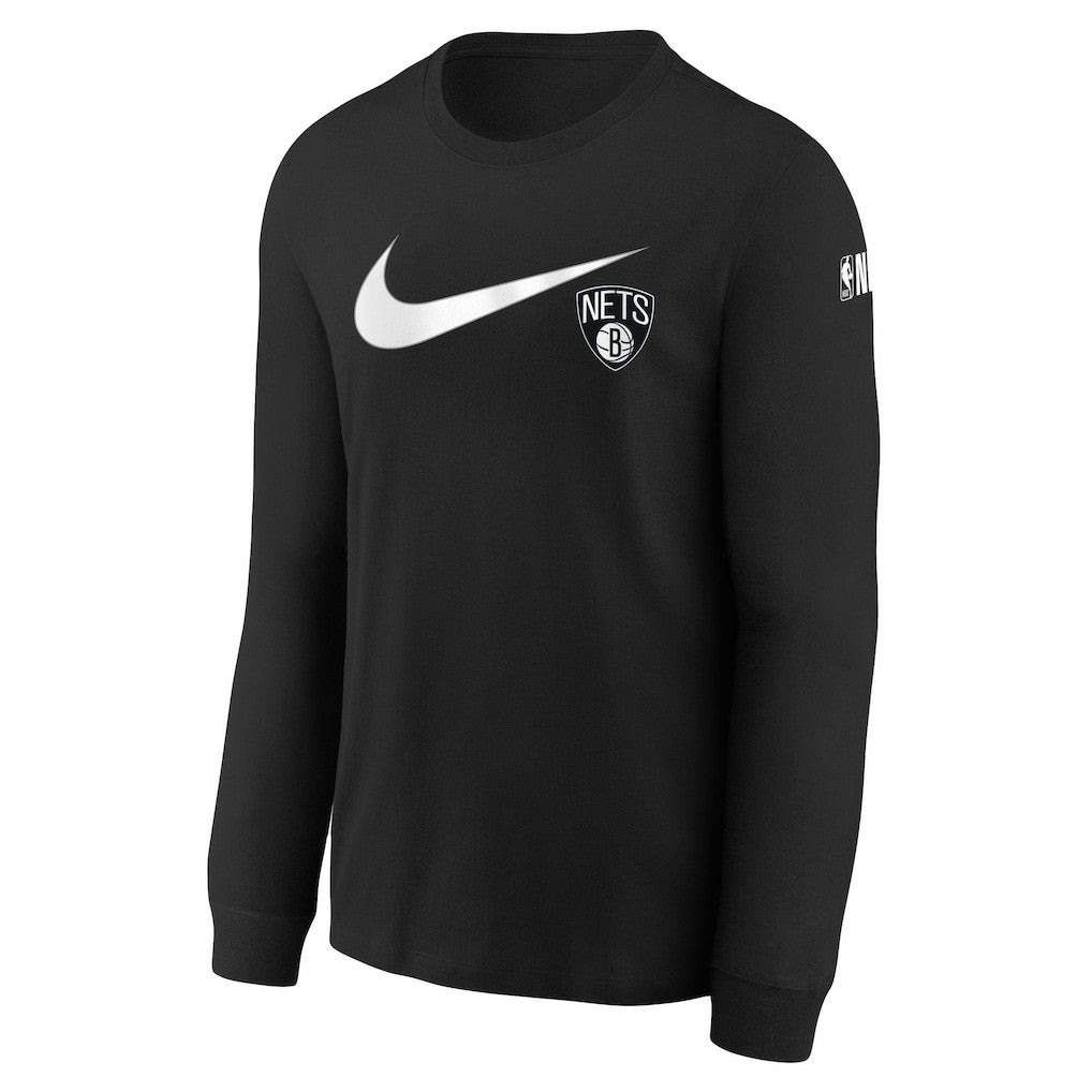 Brooklyn Nets Youth Swoosh Long Sleeve T-Shirt Black