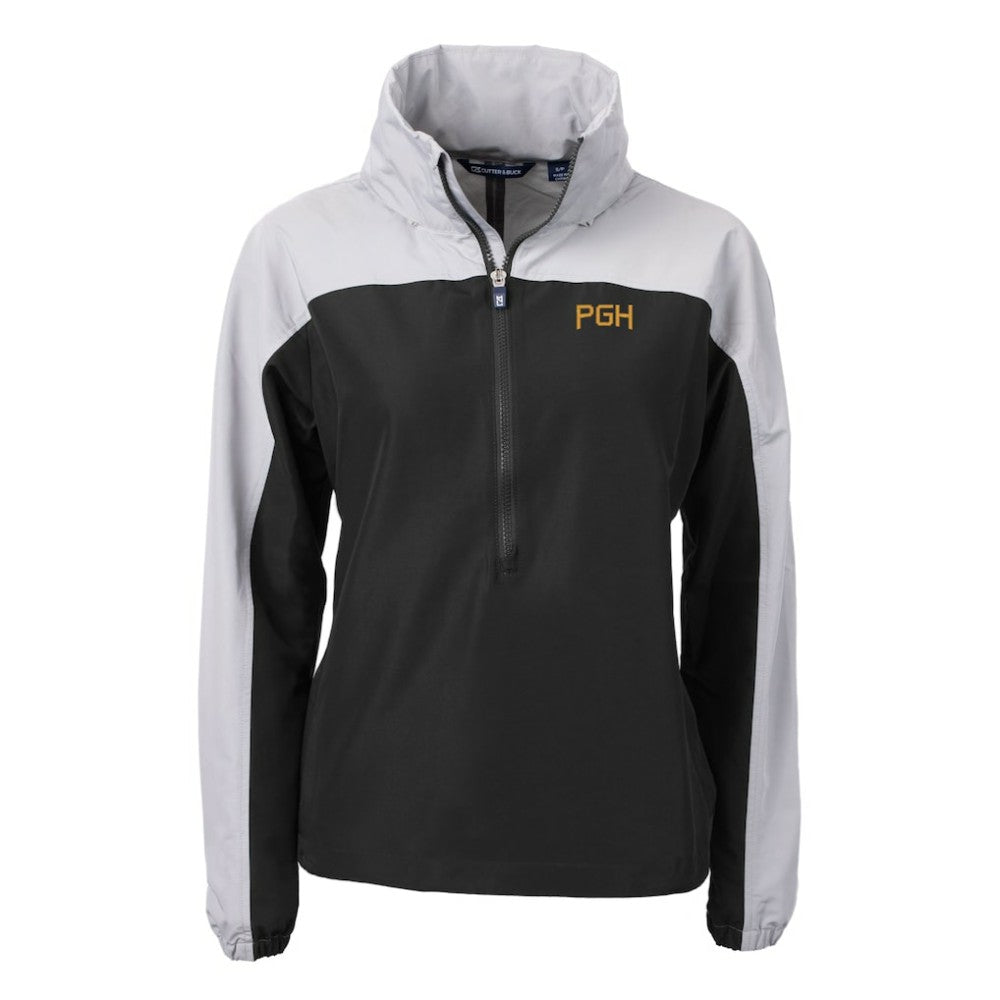 Pittsburgh Pirates Cutter & Buck Women's City Connect Charter Eco Recycled Half-Zip Anorak Jacket - Black/Gray Jackets