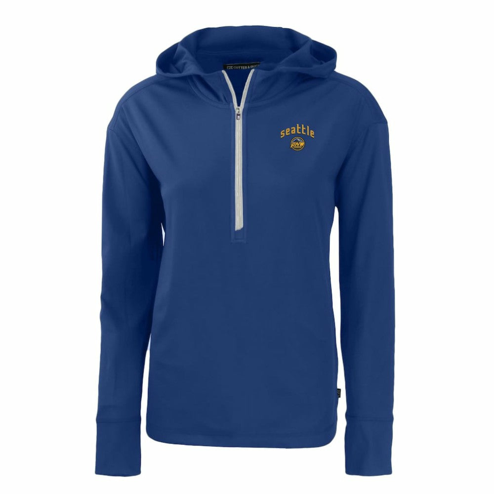 Seattle Mariners Cutter & Buck Women's City Connect Daybreak Eco Recycled Half-Zip Hoodie - Blue Hoodies