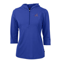 Atlanta Braves Cutter & Buck Women's City Connect Virtue Eco Pique Half-Zip 3/4 Sleeve Pullover Hoodie - Blue Hoodies