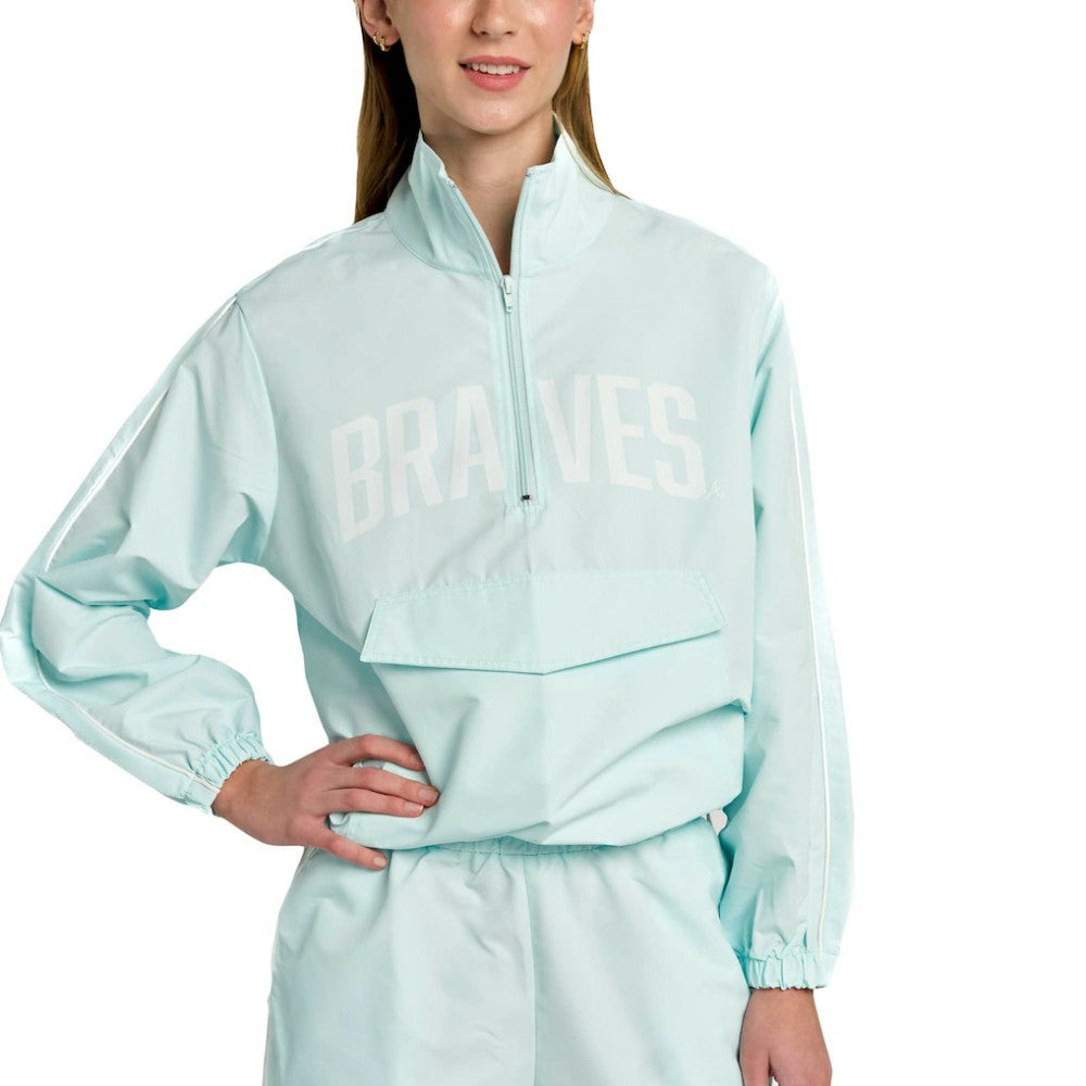 Atlanta Braves Lusso Women's Parker Half-Zip Jacket - Light Blue Jackets
