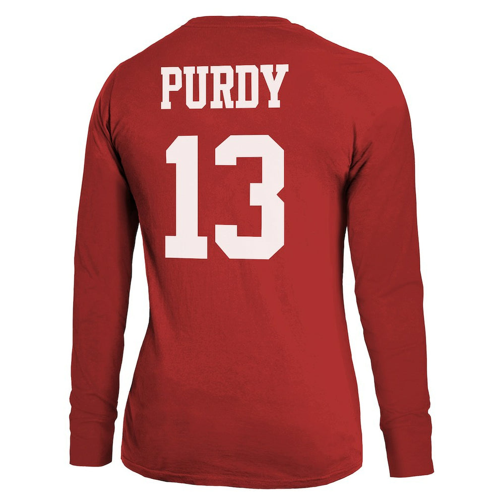 Brock Purdy San Francisco 49ers Majestic Threads Women's Player Name & Number Long Sleeve T-Shirt Scarlet