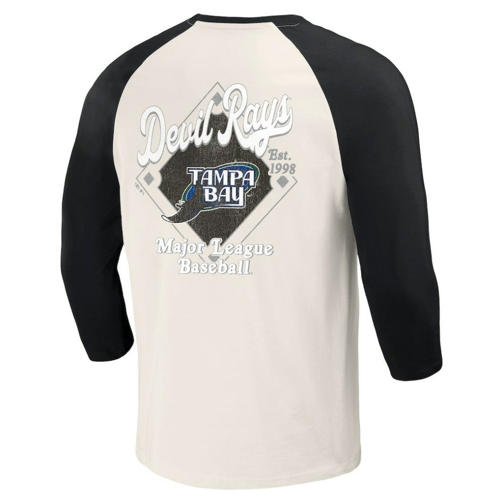 Tampa Bay Rays Darius Rucker Collection by Fanatics Cooperstown Collection Raglan 3/4-Sleeve T-Shirt - Black/White T-shirts