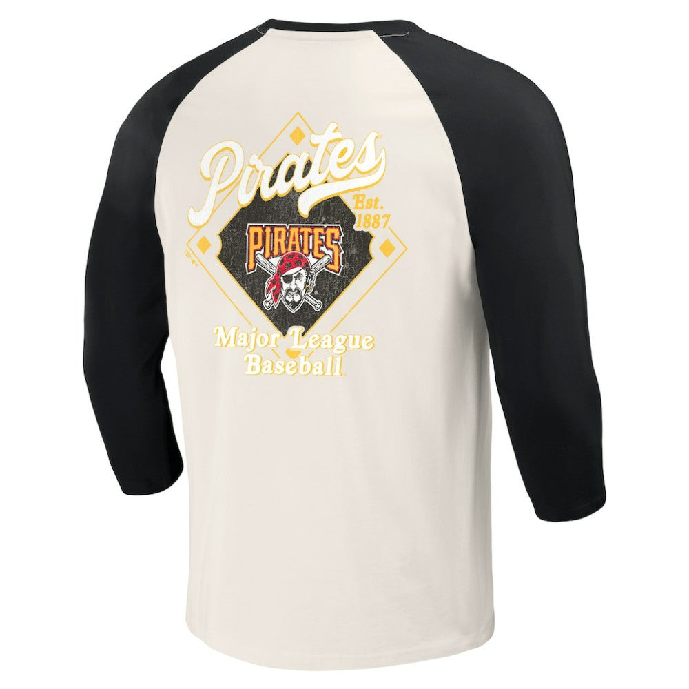 Pittsburgh Pirates Darius Rucker Collection by Fanatics Cooperstown Collection Raglan 3/4-Sleeve T-Shirt - Black/White T-shirts