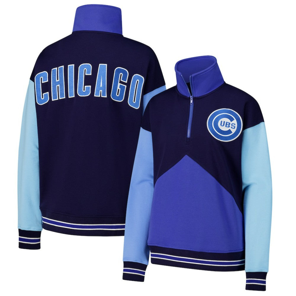 Chicago Cubs Terez Women's Classic Colorblock Quarter-Zip Sweatshirt - Navy/Blue Sweatshirts