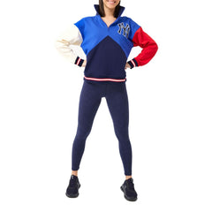 New York Yankees Terez Women's Classic Colorblock Quarter-Zip Sweatshirt - Blue/Navy Sweatshirts