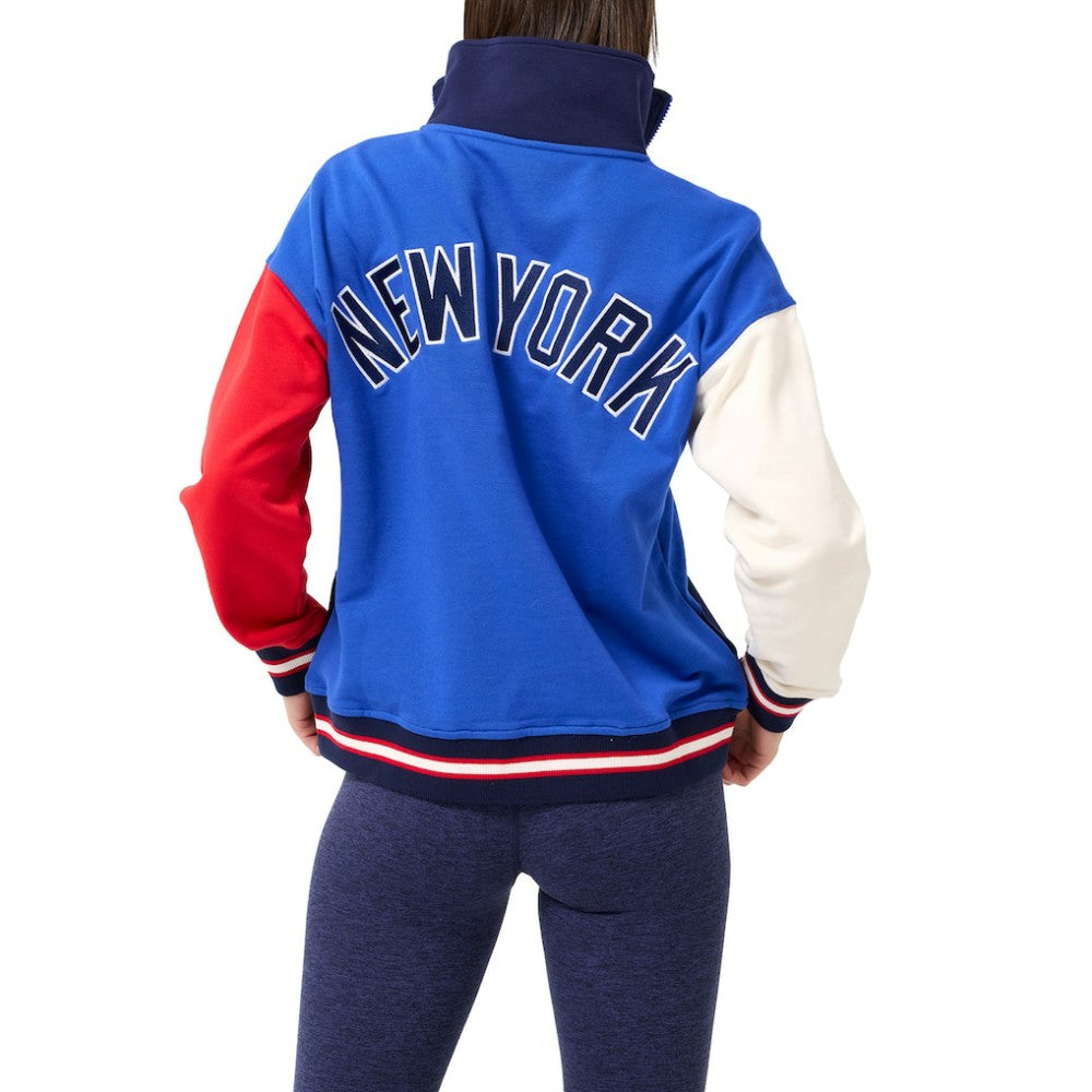 New York Yankees Terez Women's Classic Colorblock Quarter-Zip Sweatshirt - Blue/Navy Sweatshirts
