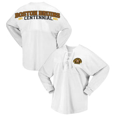NHL Boston Bruins Fanatics Women's 100th Anniversary Spirit Jersey T-Shirt - White