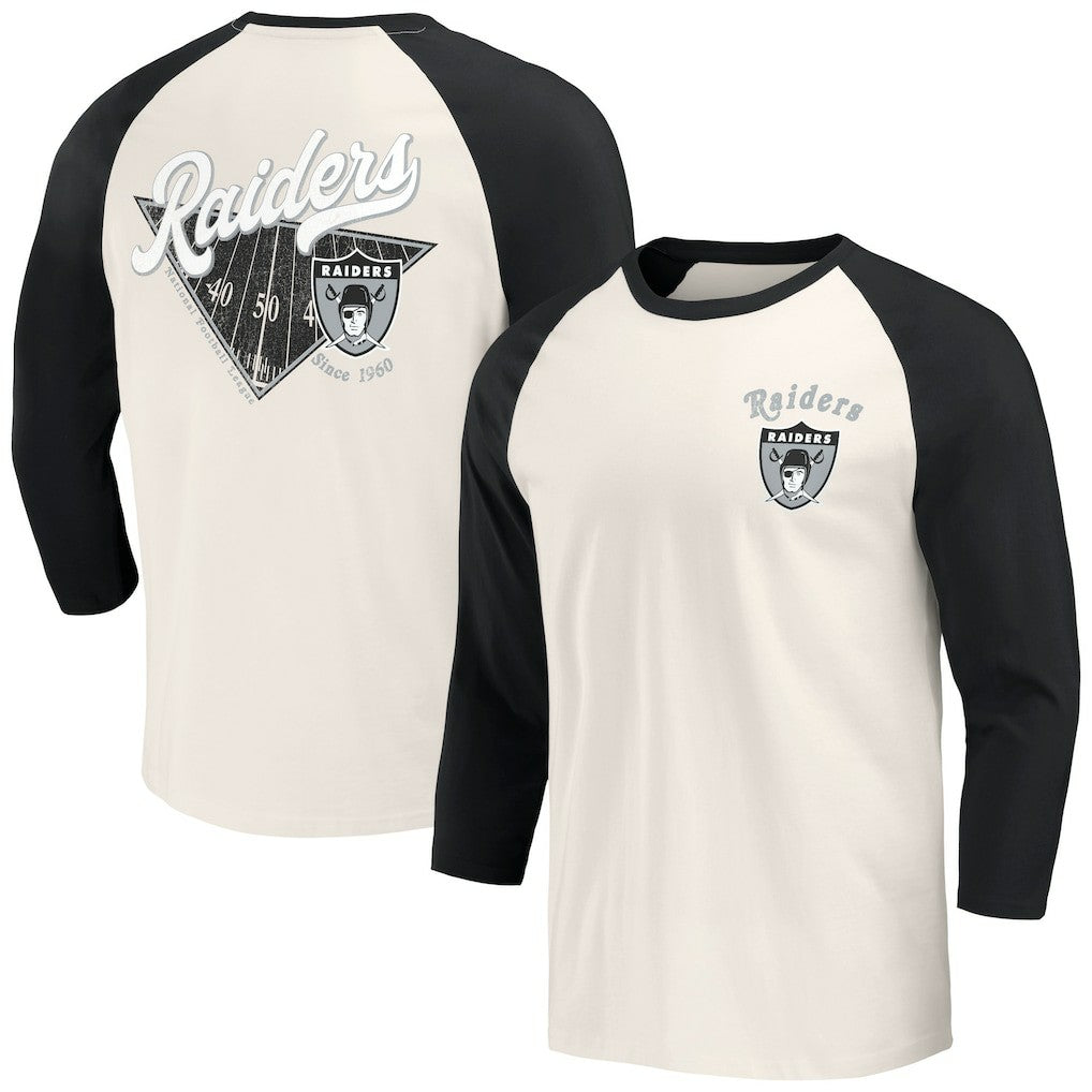 Las Vegas Raiders Darius Rucker Collection Raglan 3/4 Sleeve T-Shirt Black/White