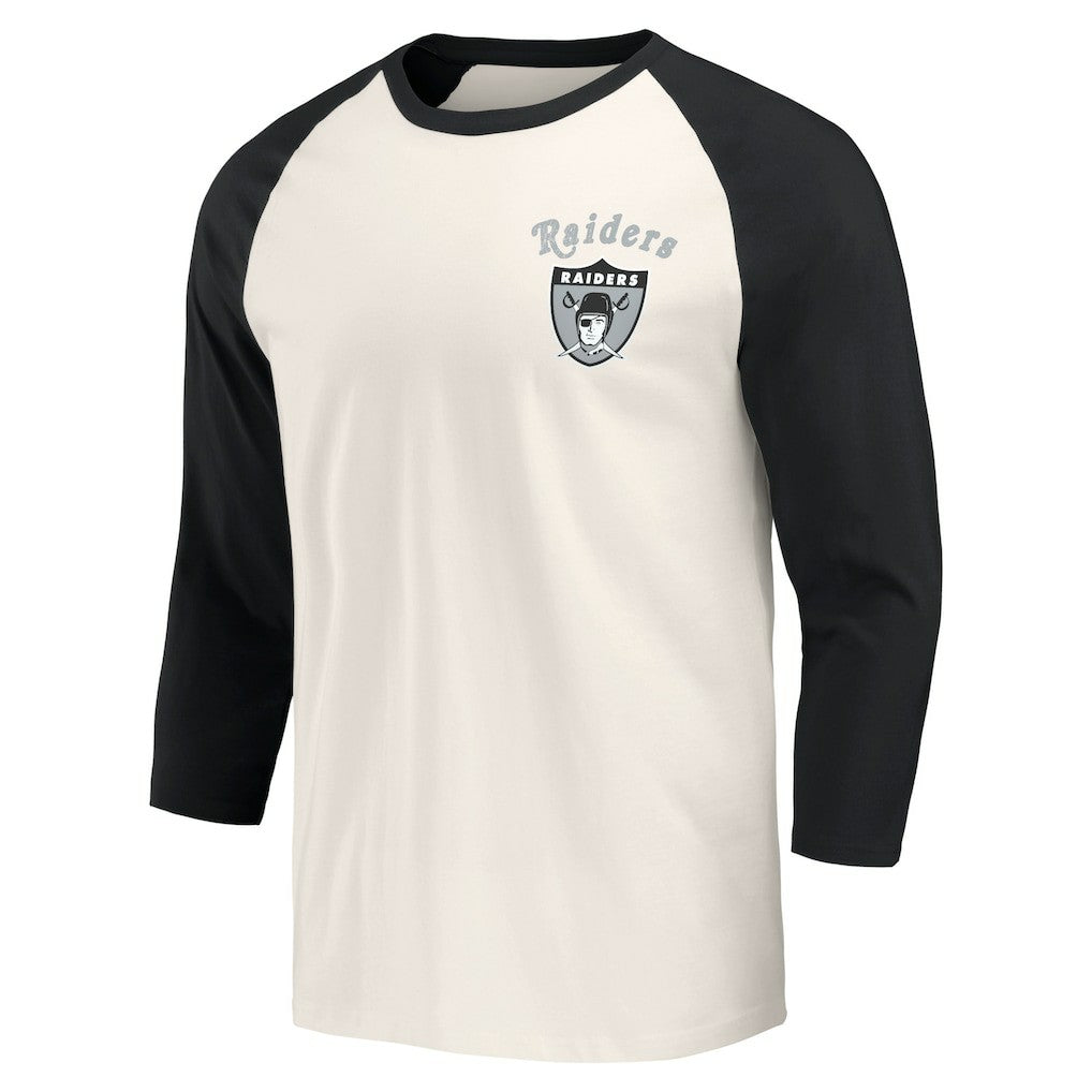 Las Vegas Raiders Darius Rucker Collection Raglan 3/4 Sleeve T-Shirt Black/White