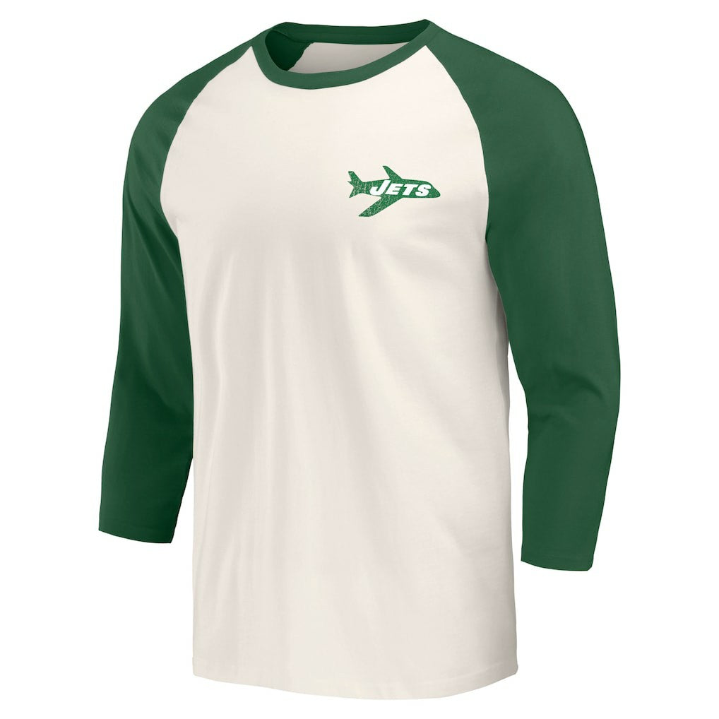 New York Jets Darius Rucker Collection Raglan 3/4 Sleeve T-Shirt Kelly Green/White