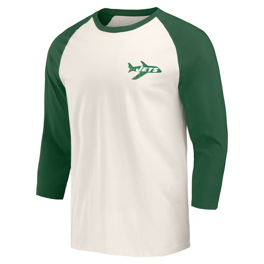 New York Jets Darius Rucker Collection Raglan 3/4 Sleeve T-Shirt Kelly Green/White