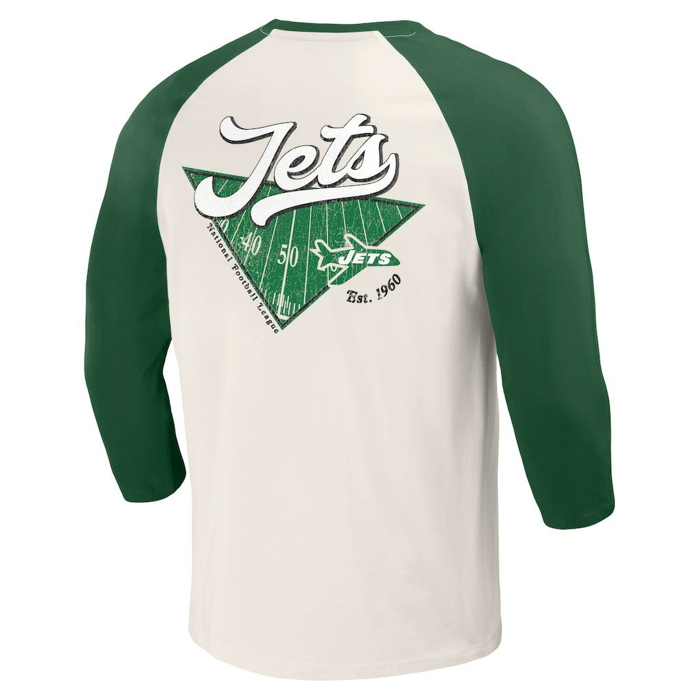 New York Jets Darius Rucker Collection Raglan 3/4 Sleeve T-Shirt Kelly Green/White