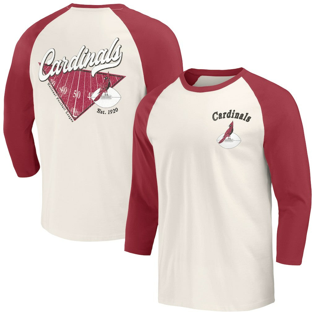 Arizona Cardinals Darius Rucker Collection Raglan 3/4 Sleeve T-Shirt Cardinal/White