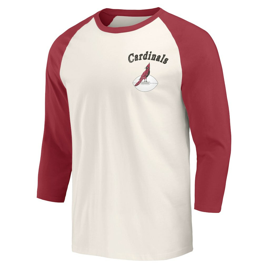 Arizona Cardinals Darius Rucker Collection Raglan 3/4 Sleeve T-Shirt Cardinal/White