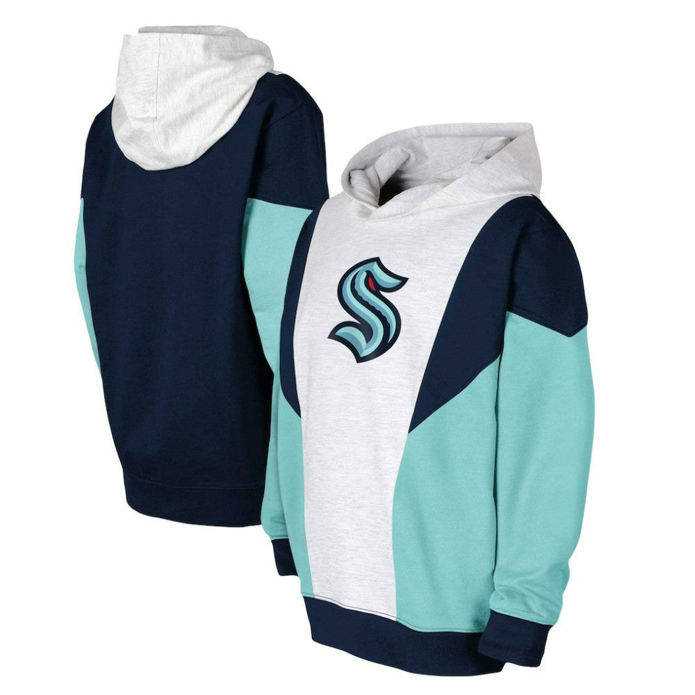 NHL Seattle Kraken Youth Champion League Fleece Pullover Hoodie - Ash/Deep Sea Blue