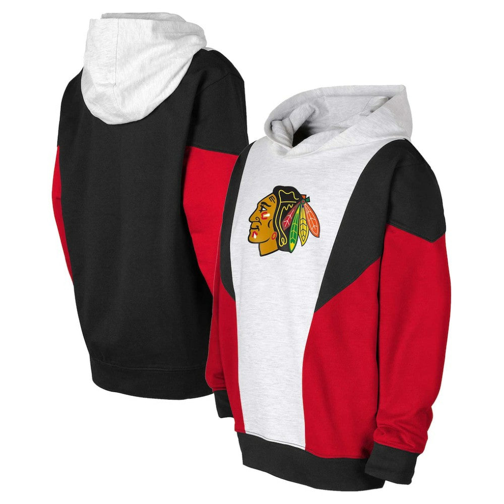 NHL Chicago Blackhawks Youth Champion League Fleece Pullover Hoodie - Ash/Black