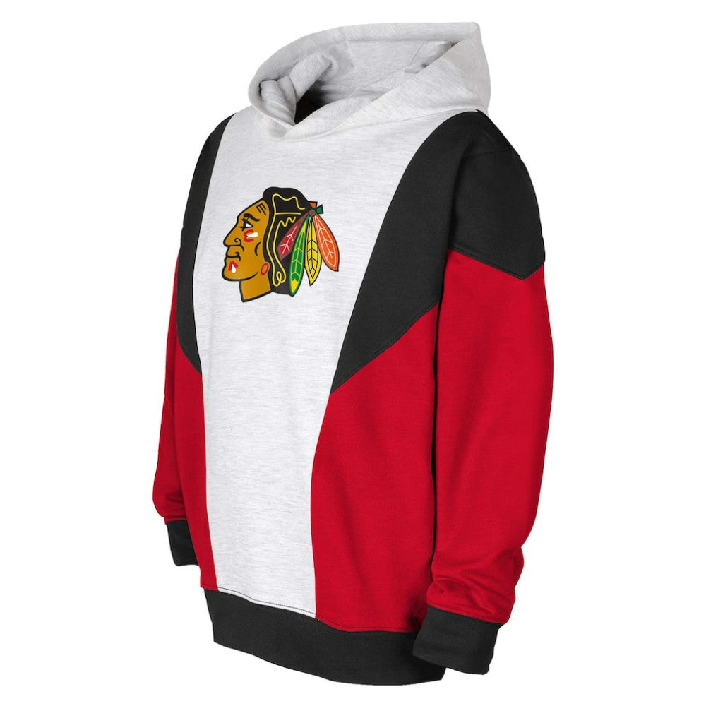 NHL Chicago Blackhawks Youth Champion League Fleece Pullover Hoodie - Ash/Black