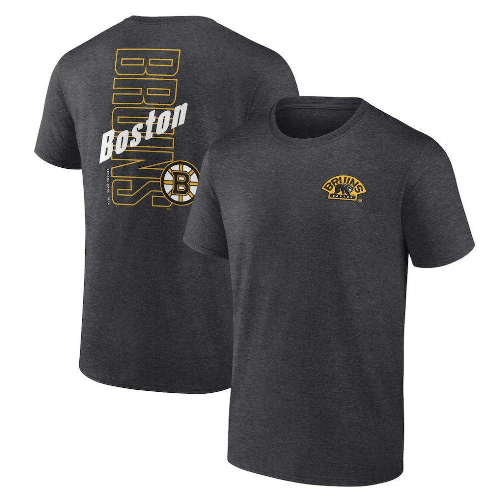 NHL Boston Bruins Fanatics Backbone T-Shirt - Heather Charcoal