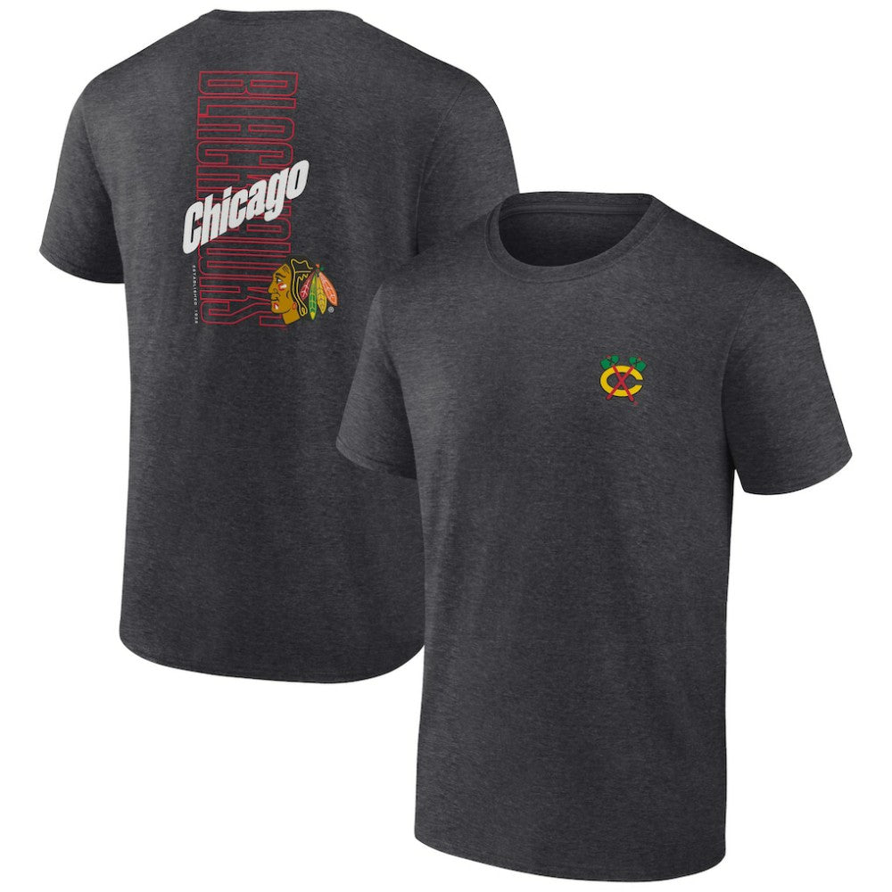 NHL Chicago Blackhawks Fanatics Backbone T-Shirt - Heather Charcoal
