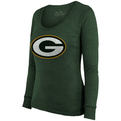Jordan Love Green Bay Packers Majestic Threads Women's Name & Number Long Sleeve Scoop Neck Tri-Blend T-Shirt – Green