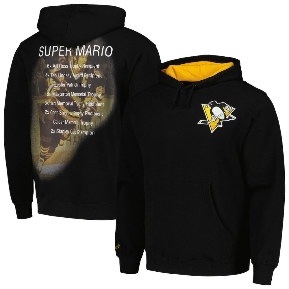 NHL Mario Lemieux Pittsburgh Penguins Mitchell & Ness Premium Name & Number Fleece Pullover Sweatshirt - Black