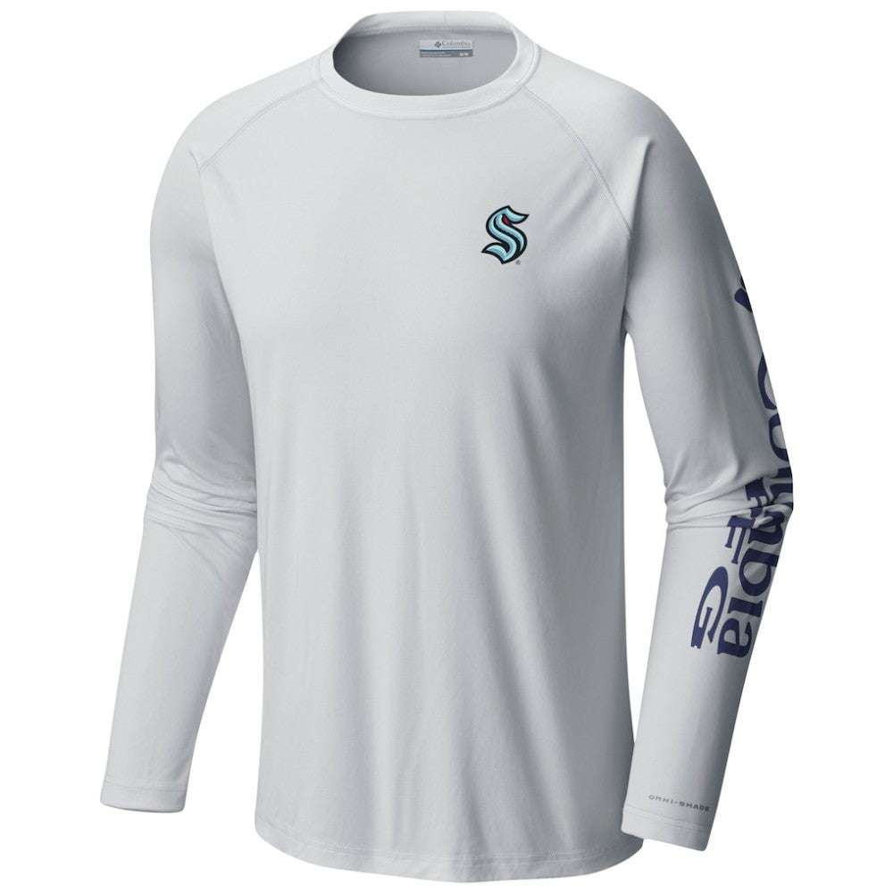NHL Seattle Kraken Columbia Terminal Tackle Omni-Shade Raglan Long Sleeve T-Shirt - White