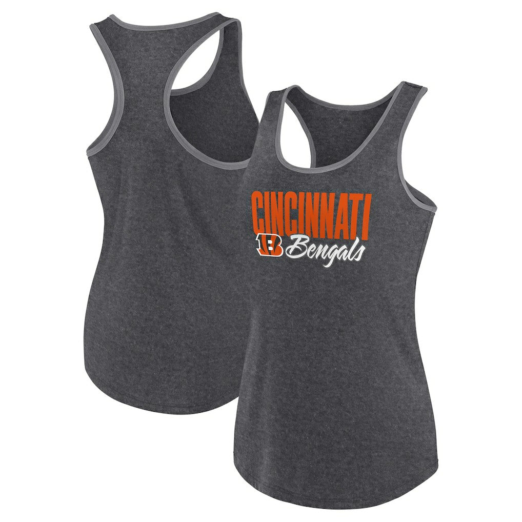 Cincinnati Bengals Women's Plus Size Fuel Tank Top Heather Black