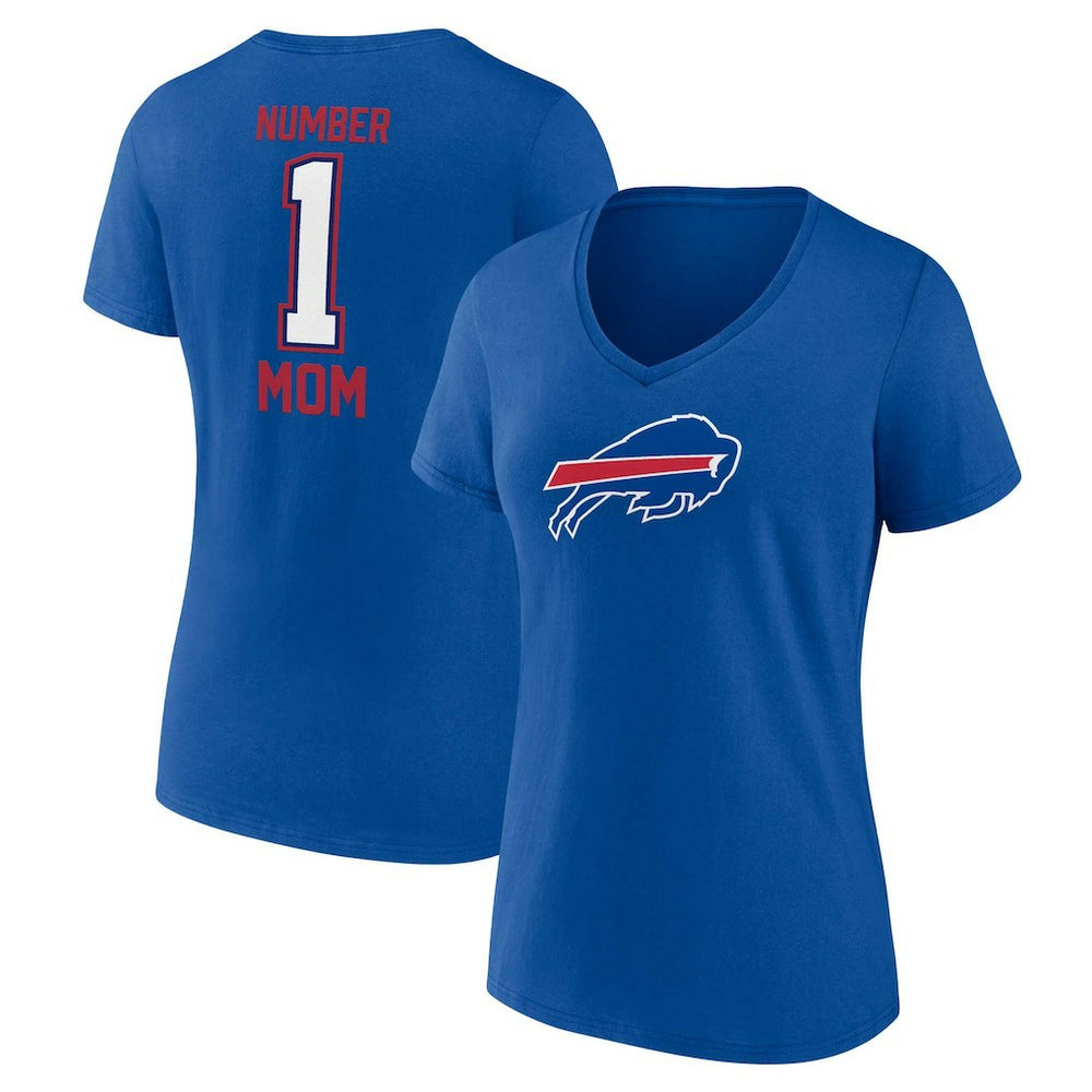 Buffalo Bills Women's Plus Size Mother's Day #1 Mom V-Neck T-Shirt Royal