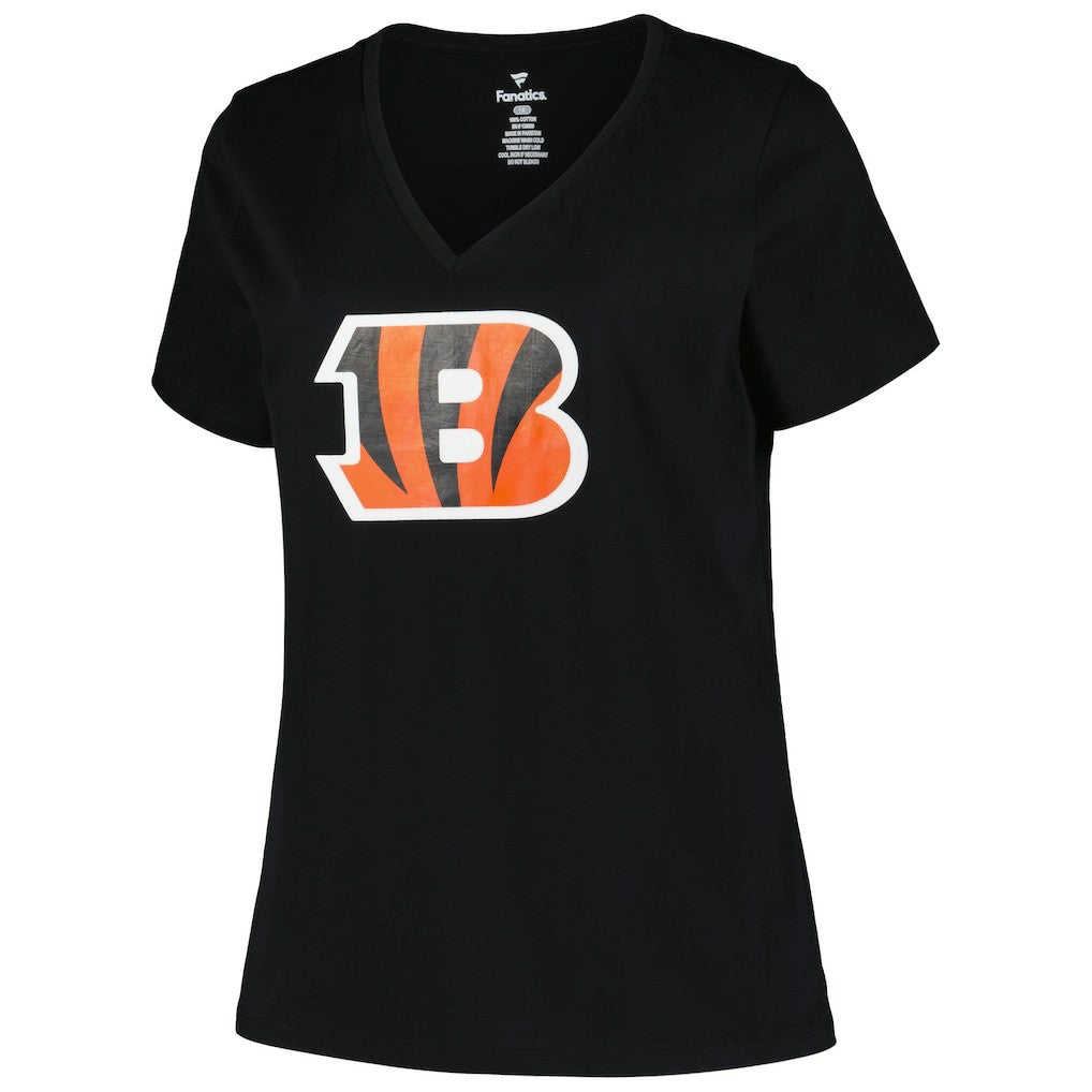Cincinnati Bengals Women's Plus Size Mother's Day #1 Mom V-Neck T-Shirt Black