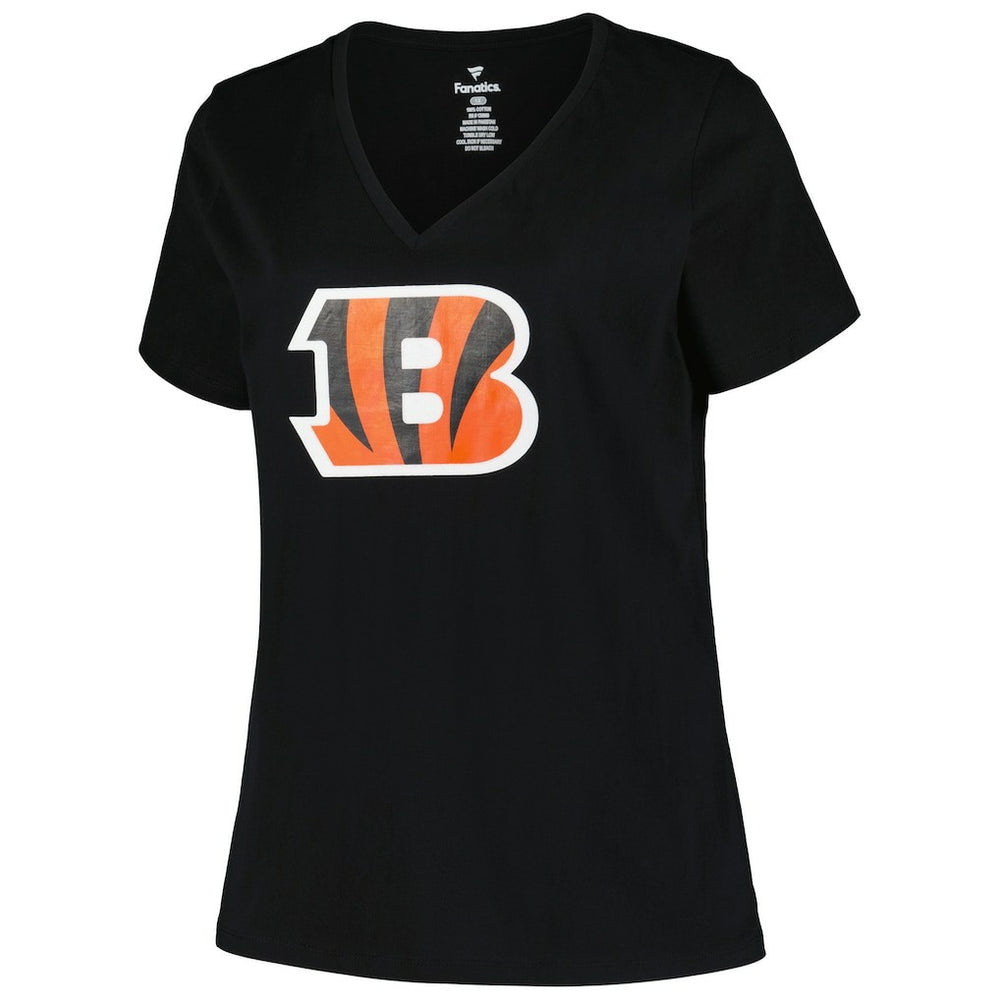 Cincinnati Bengals Women's Plus Size Mother's Day #1 Mom V-Neck T-Shirt Black